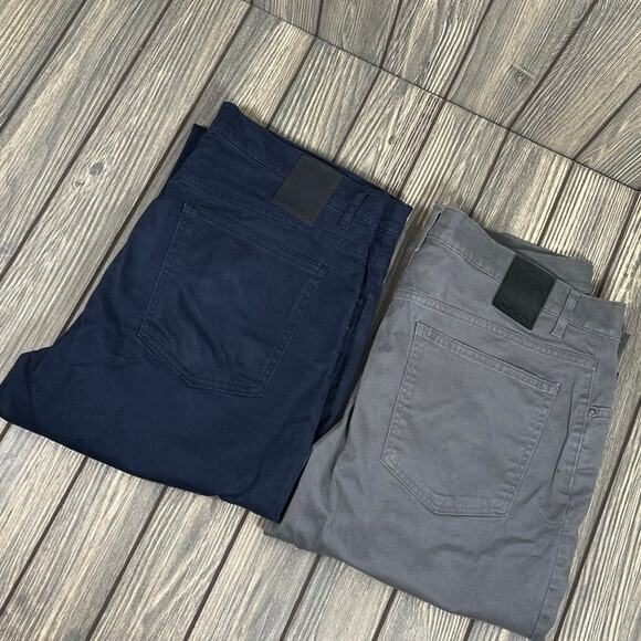 DKNY Men Chino Pants Cotton 34x30 Casual Lot of 2 Blue Gray Designer Preppy - Picture 1 of 11